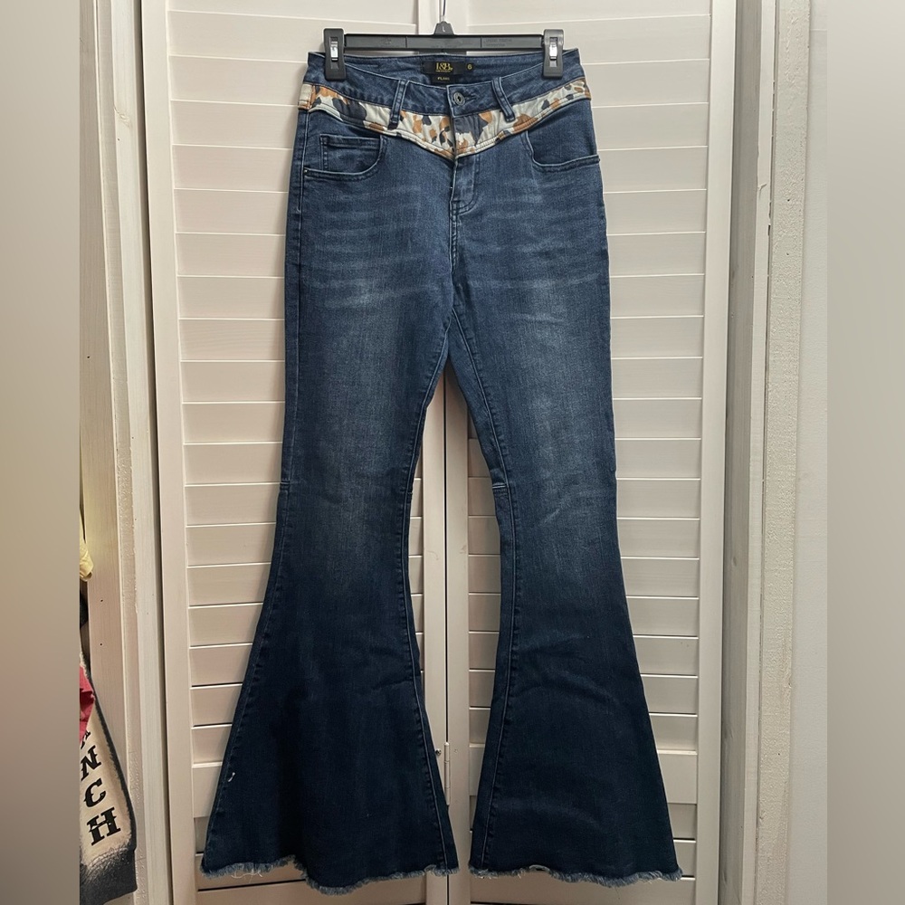 L&B Cow Print Flare Jeans